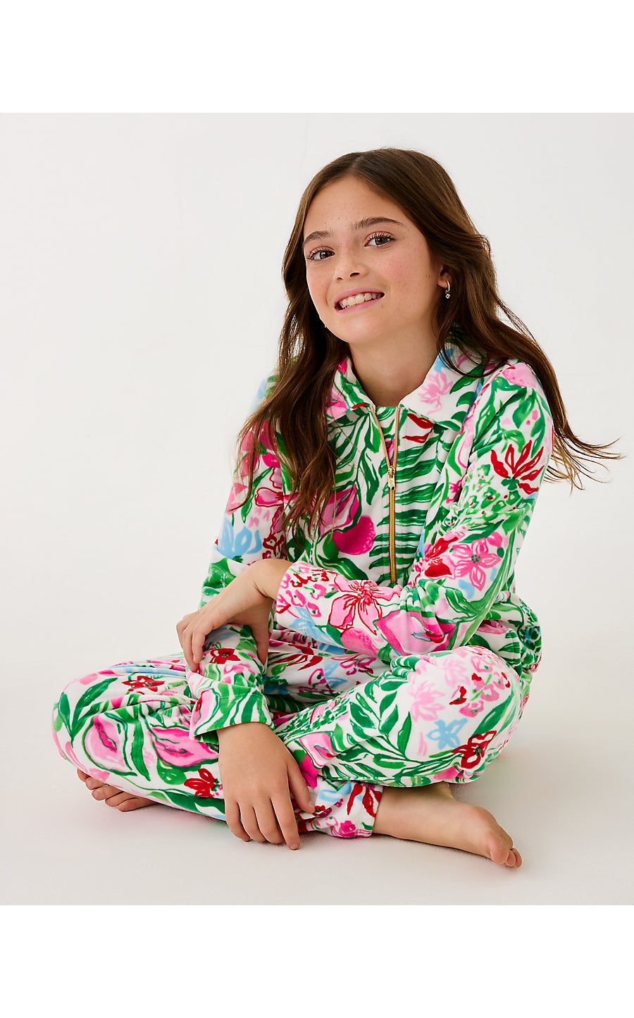 Mini Eleni Velour Pullover - Glowing Gardens