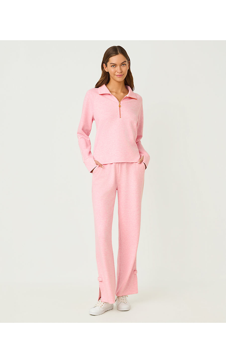 Dylana Bow Track Pant - Heathered Conch Shell Pink