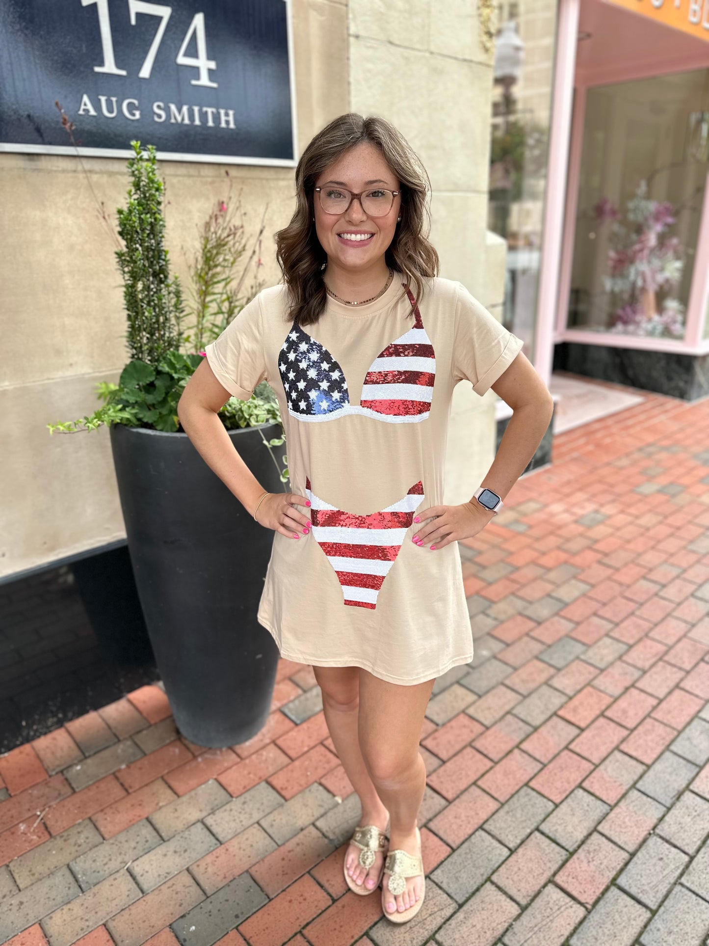 Nude Stars and Stripes Bikini Coverup