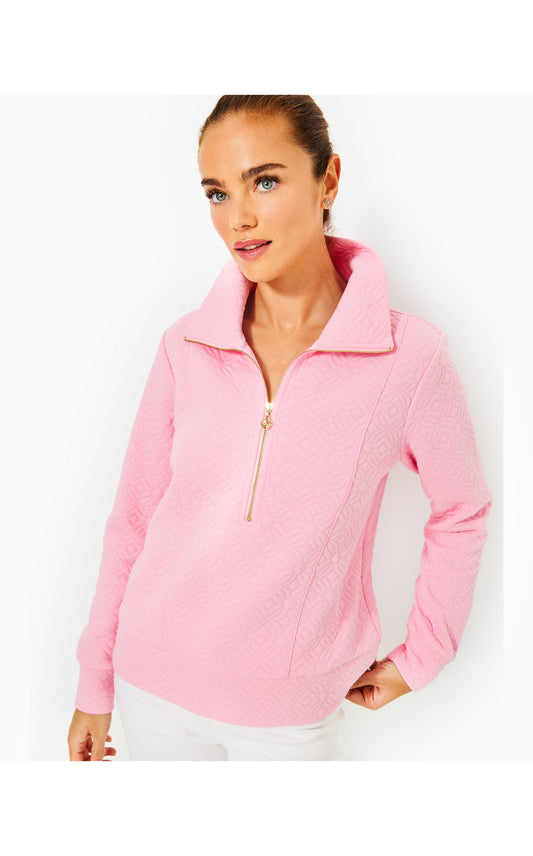 Eleni Pullover - Conch Shell Pink Butterfly Quilted Knit