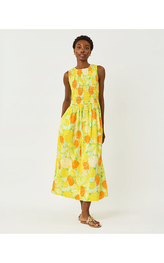 Daisey Midi Dress - Island Palm - Oversized Zesty