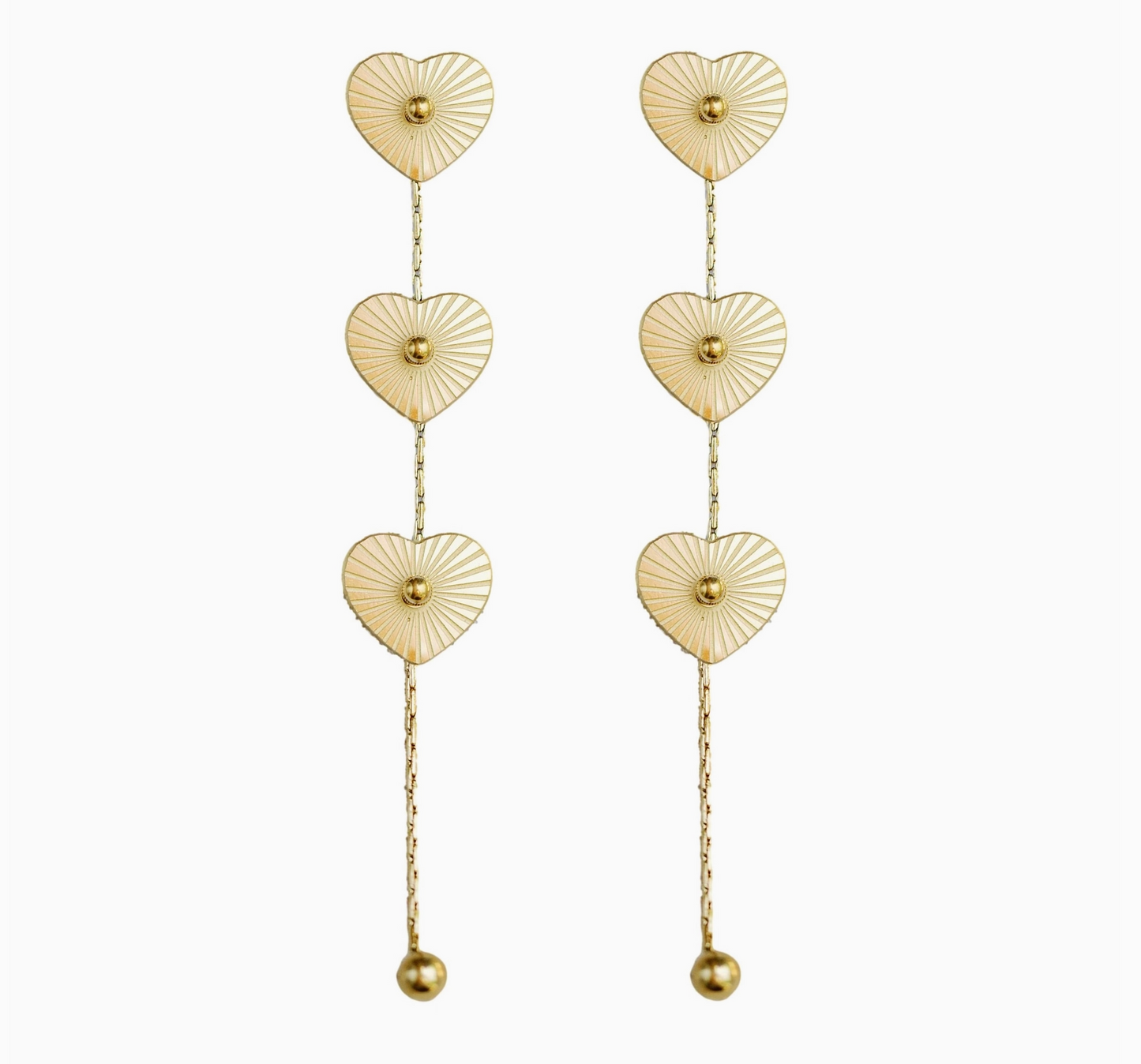 Gold Heart Duster Drop Earrings