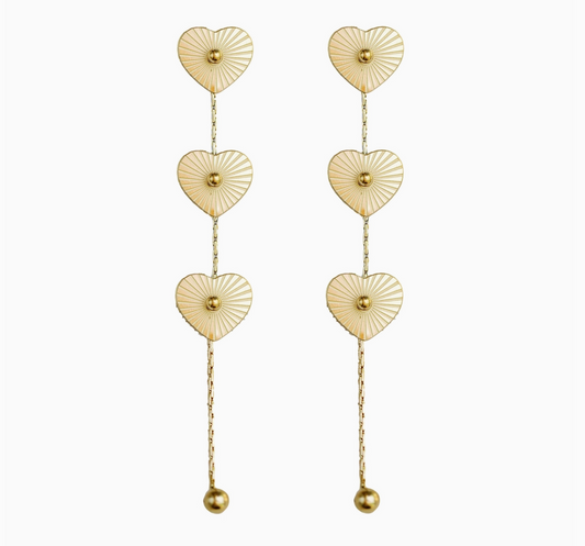 Gold Heart Duster Drop Earrings