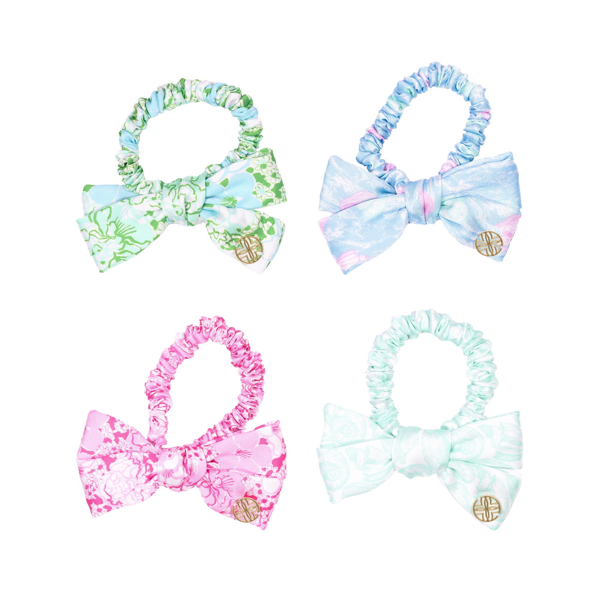 Mini Scrunchie Set with Bow, Assorted – Pink On Main