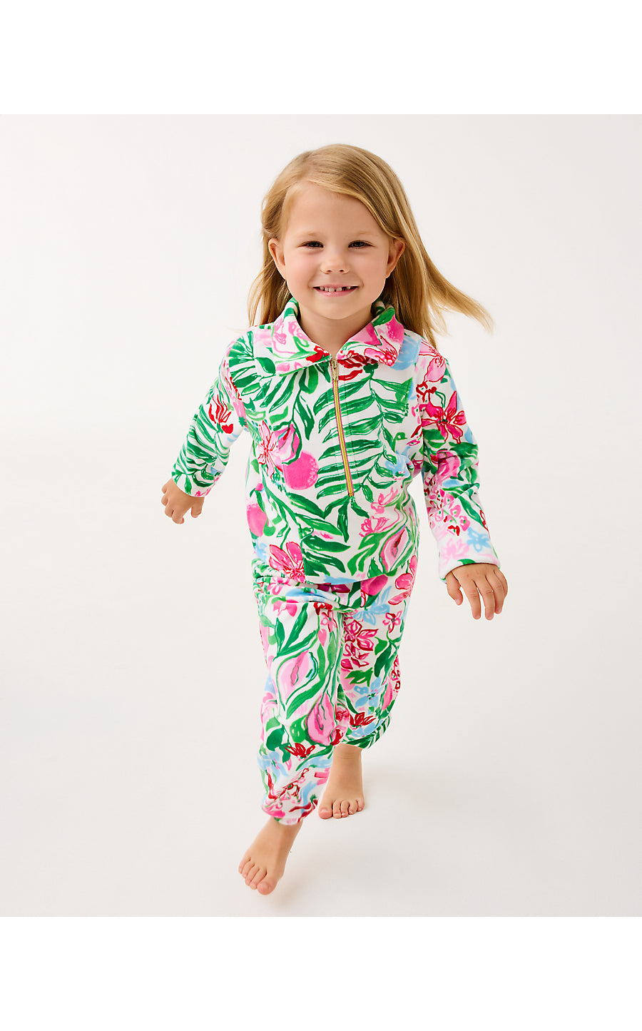 Mini Mallie Velour Pant - Glowing Gardens