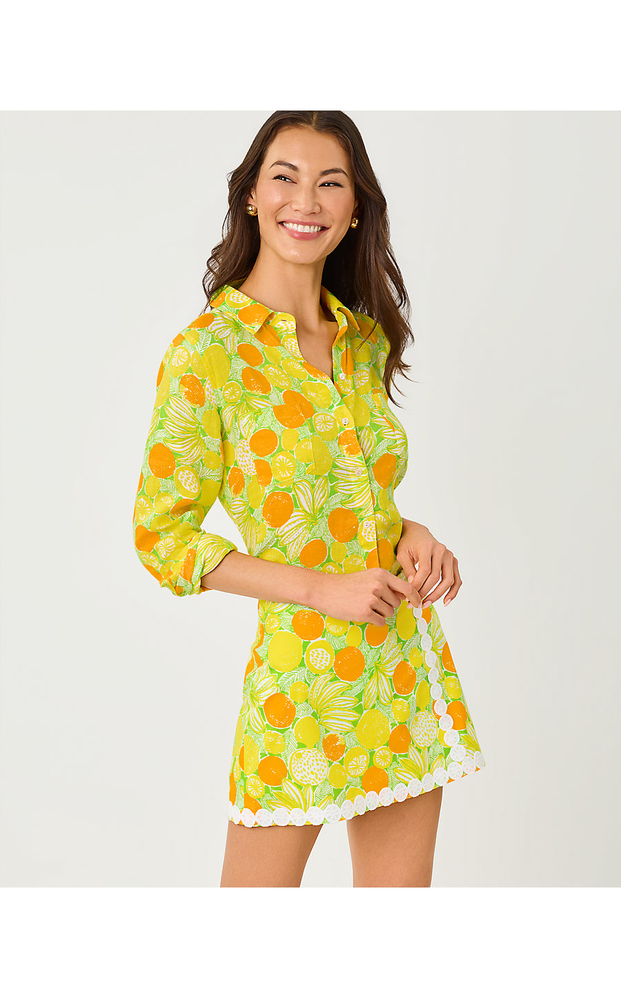 Sea View Button Down - Island Palm - Zesty