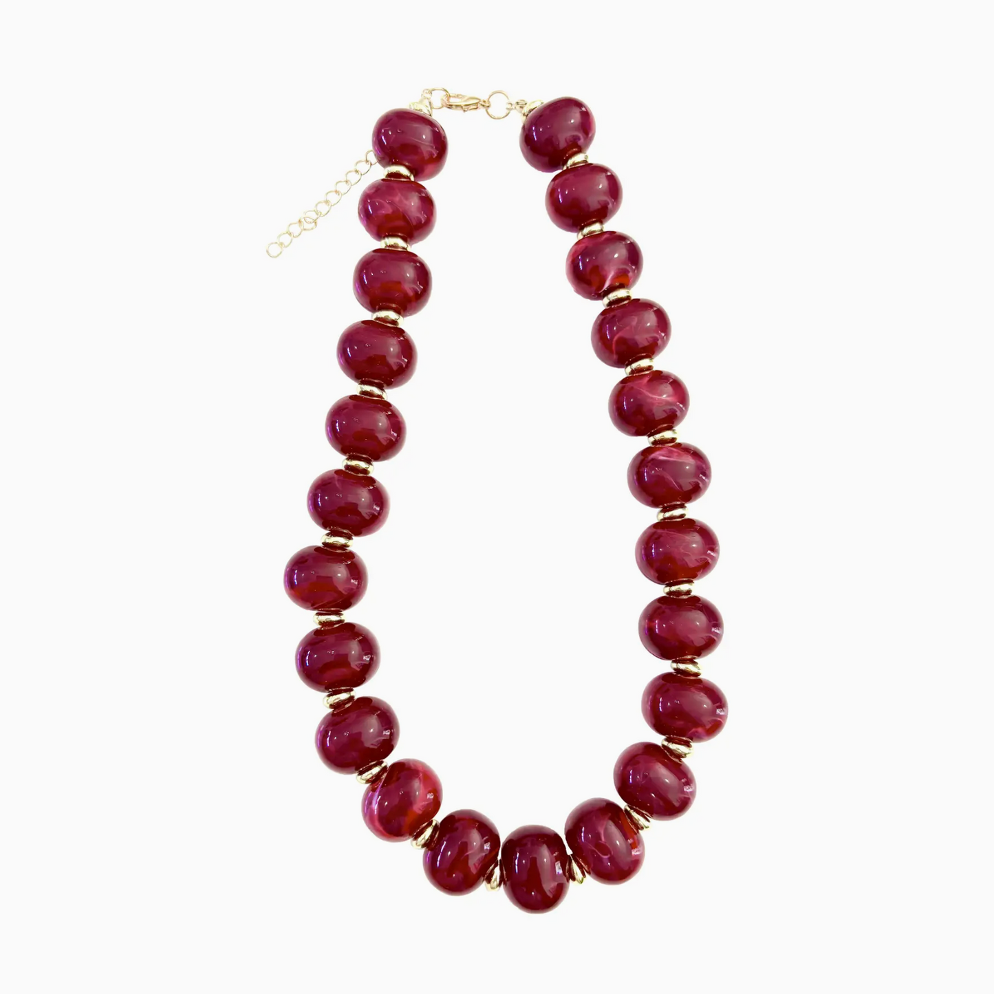 Marble Chunky Beaded Necklace- Red