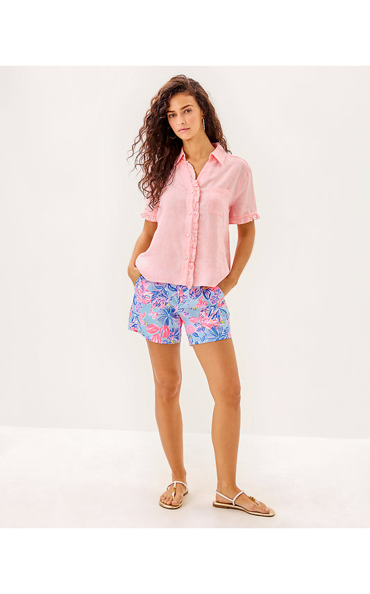 Carden Ruffle Top - Sorbet Pink