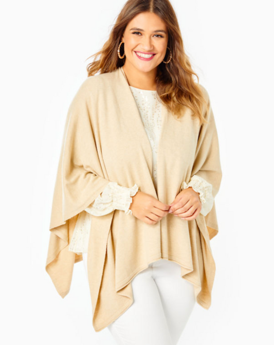 Terri Sweater Wrap - Heathered Sand Bar Metallic