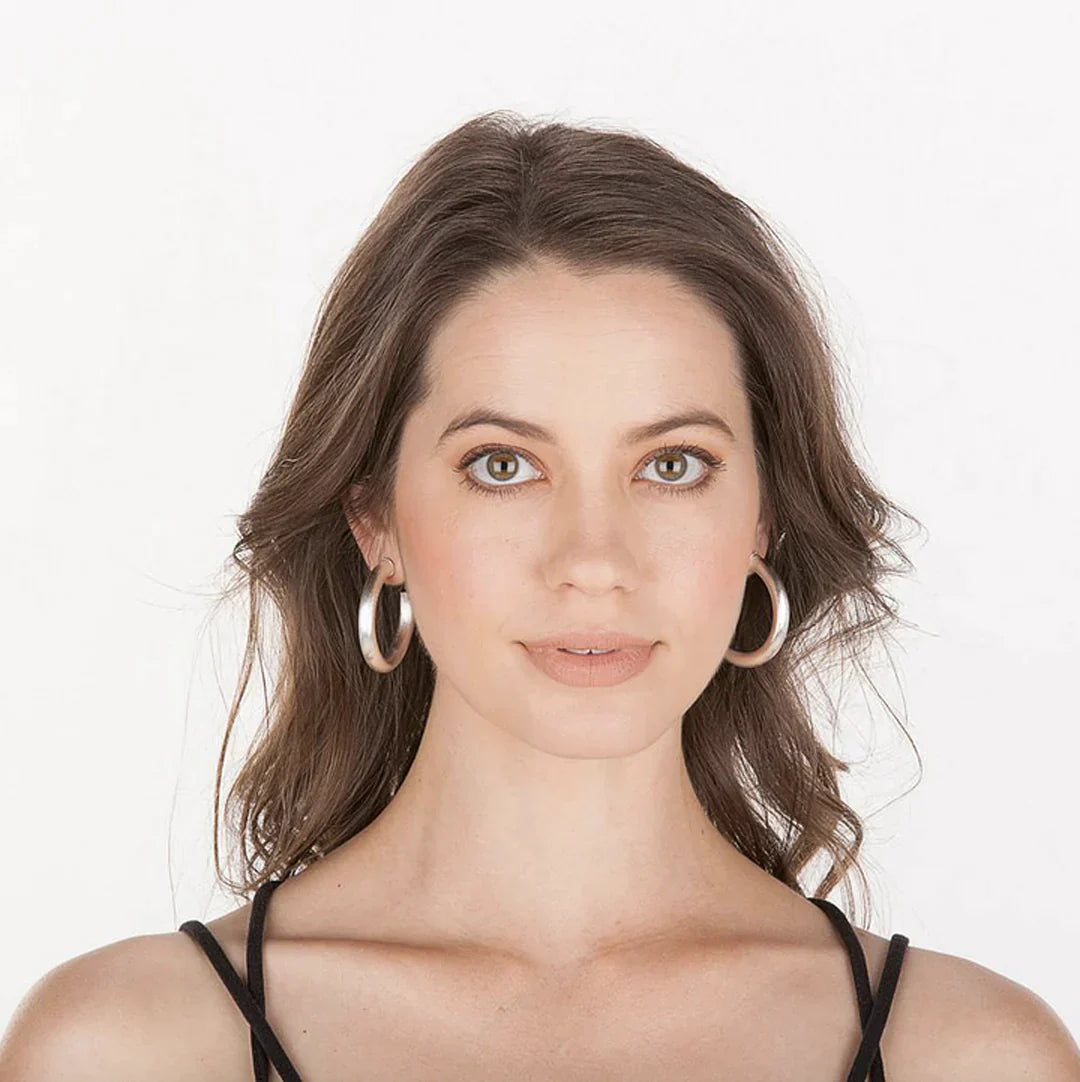 Chantal Hoops -
Brushed Silver Plated