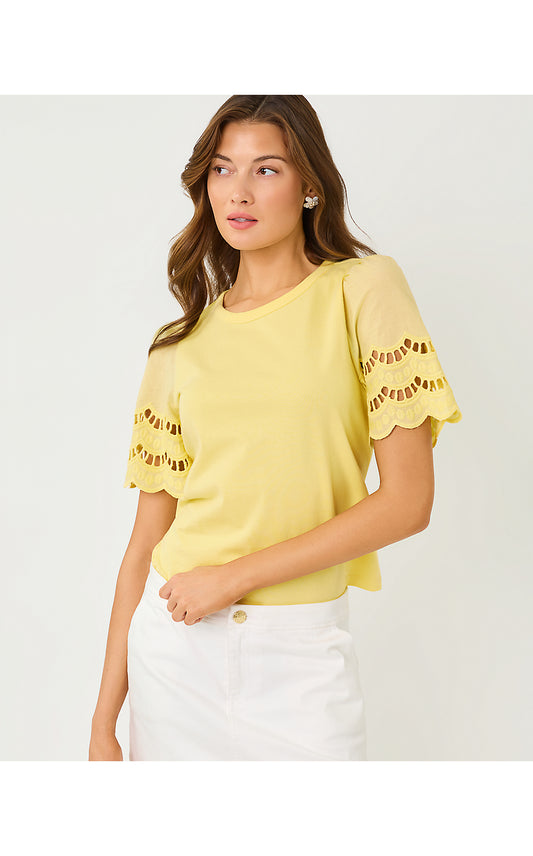 Sebene Eyelet Top - Finch Yellow