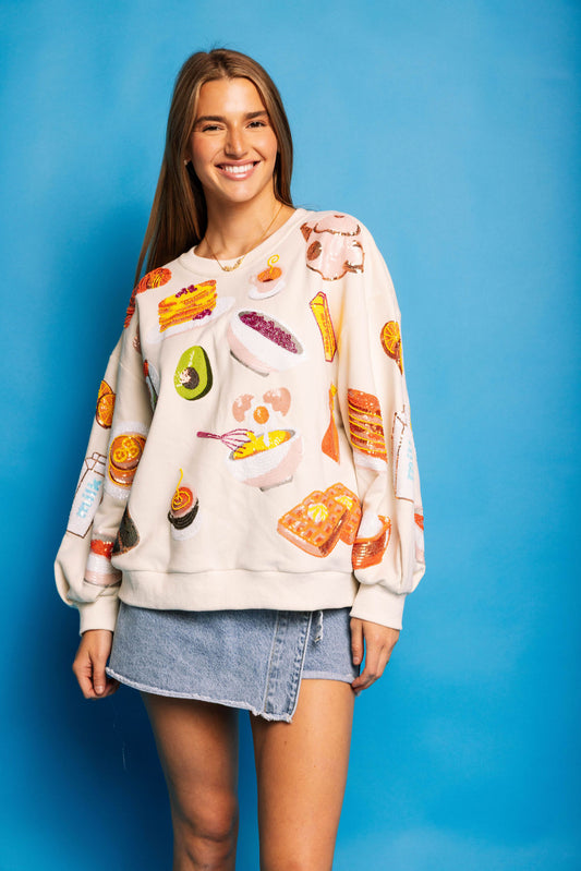 Beige Queen of Breakfast Sweatshirt
