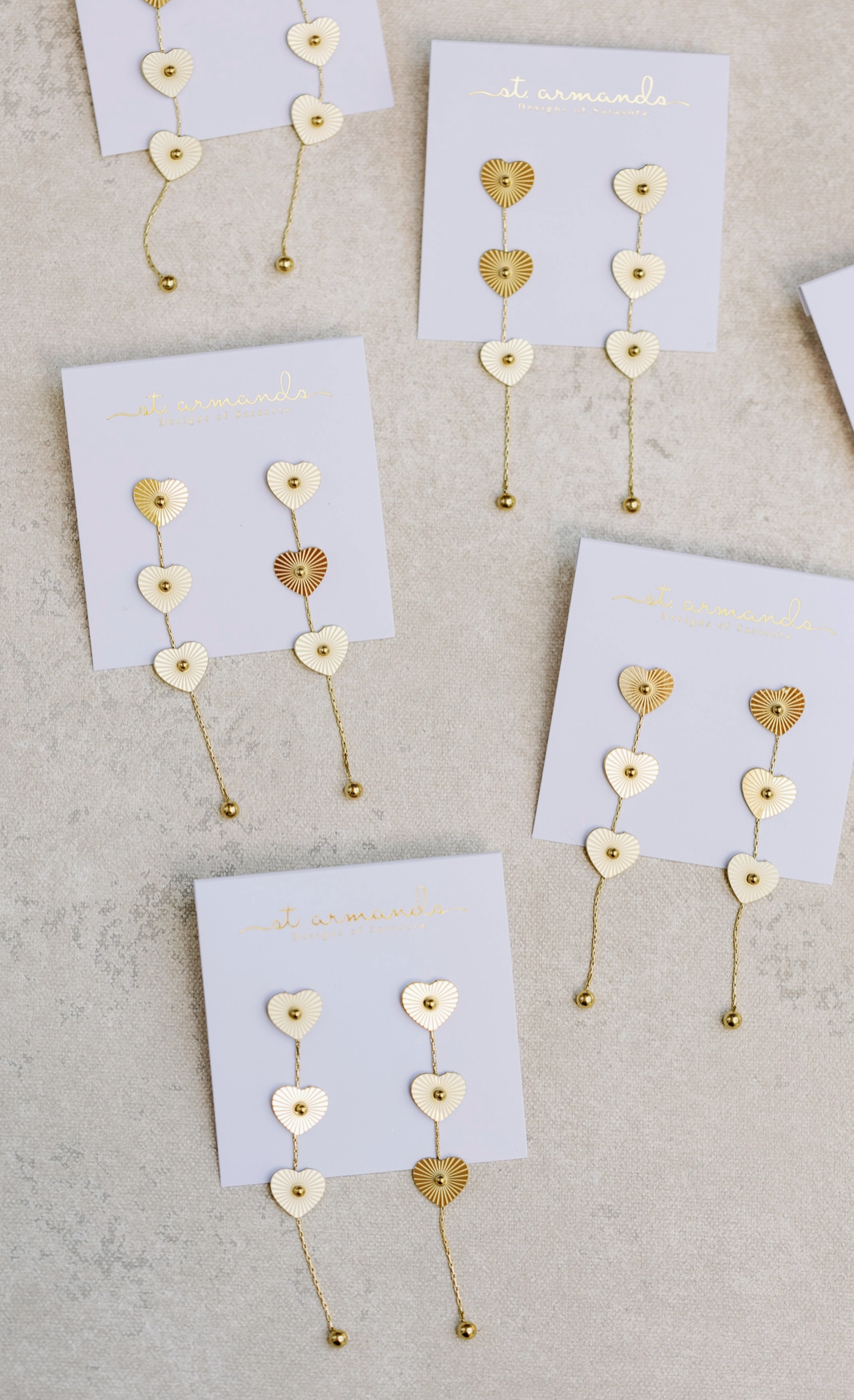 Gold Heart Duster Drop Earrings