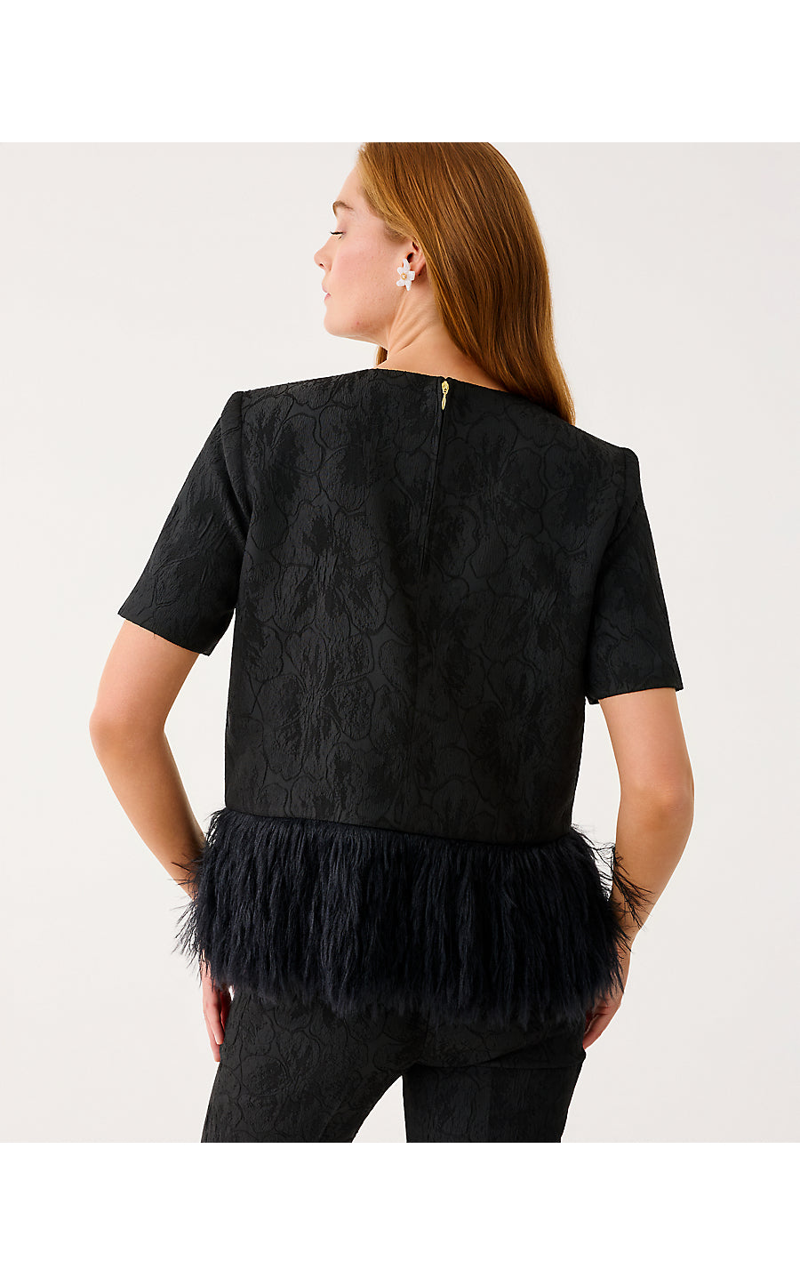 Rylan V-Neck Top - Noir - Exploded Flower