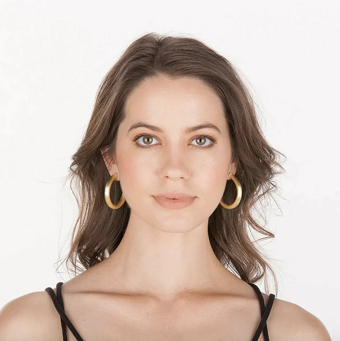 Chantal Hoops -
Brushed 18K Gold Plated