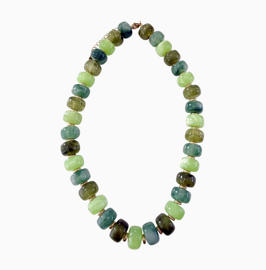 Morris Chunky Beaded Necklace -Green