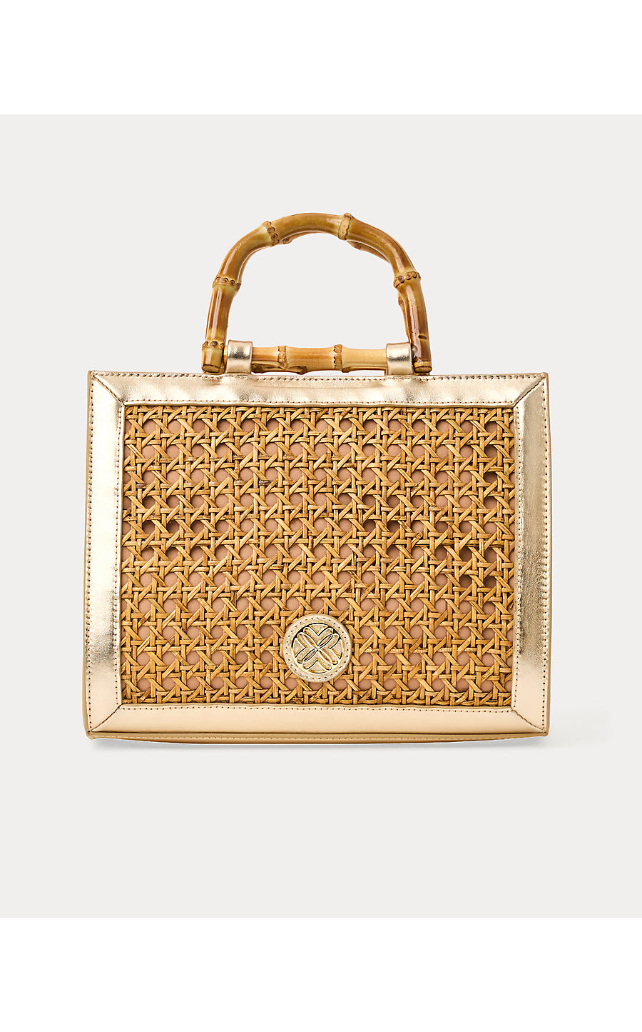 Liza Cane Top Handle Bag - Natural