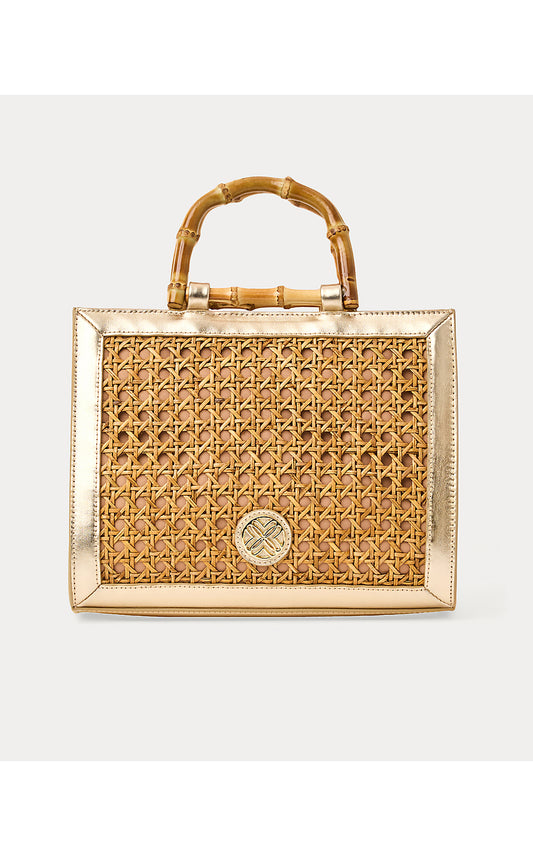 Liza Cane Top Handle Bag - Natural