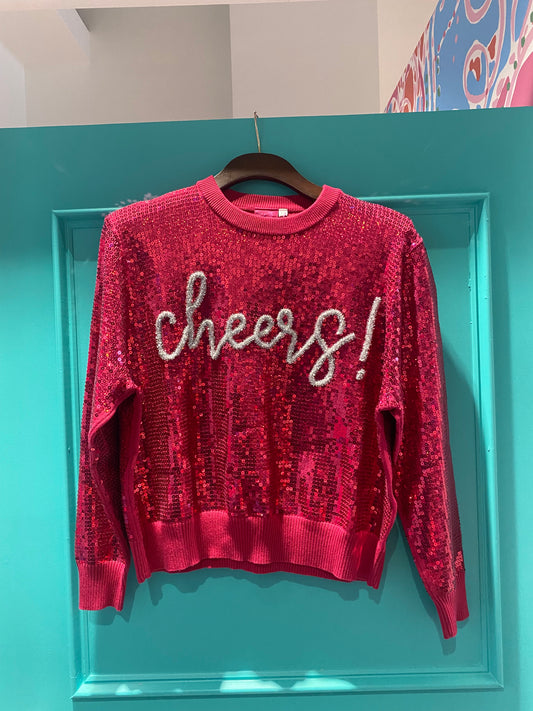 Hot Pink Full Sequin Cheers Sweater