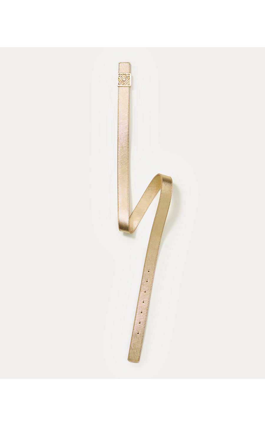 LP Skinny Leather Logo Belt - Gold Metallic