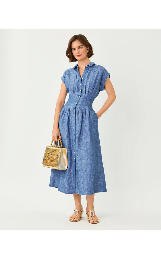 Tonya Midi Shirtdress - Starlight Navy x Resort White