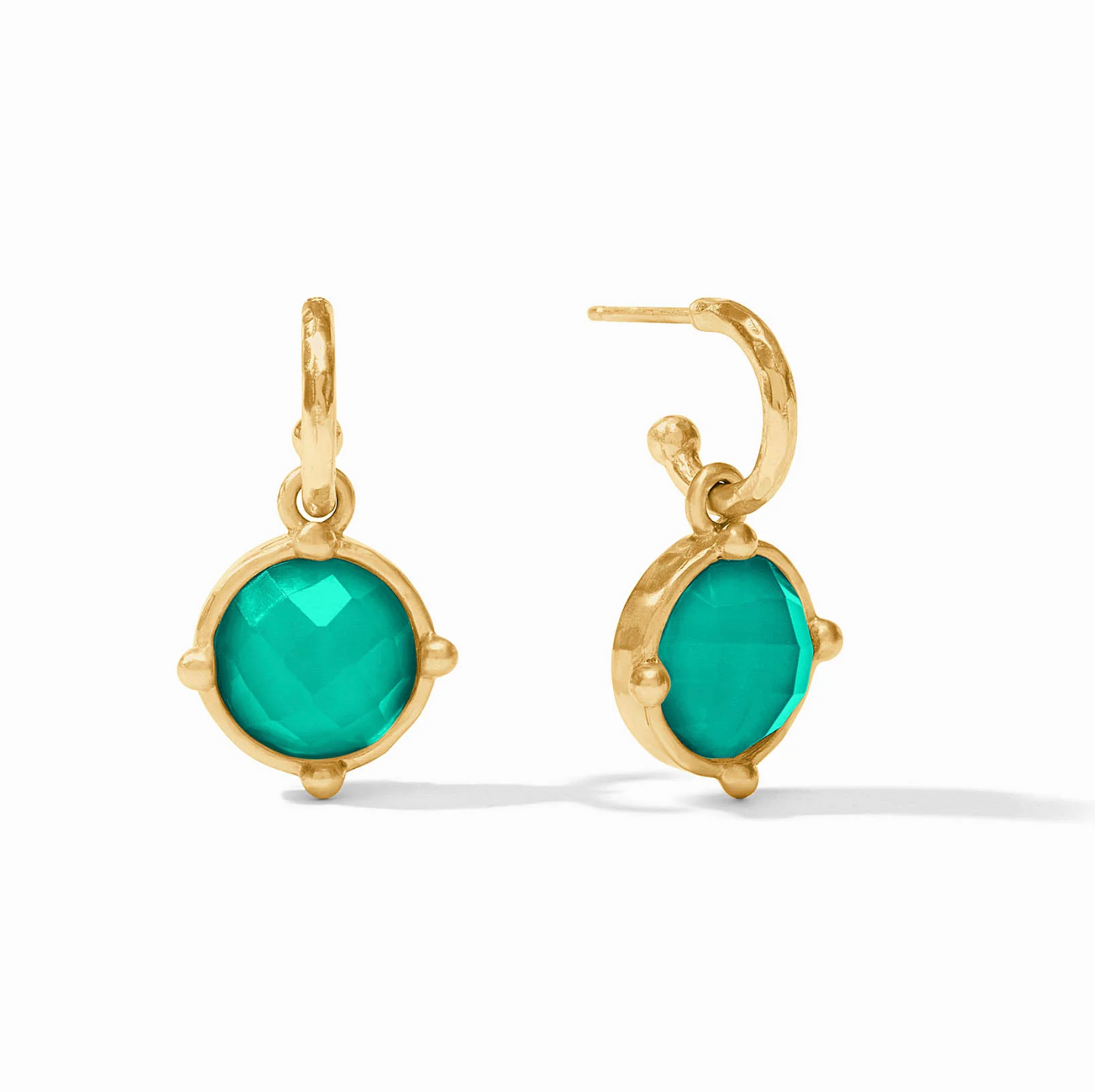 Honeybee Hoop & Charm Earring - Iridescent Emerald Green