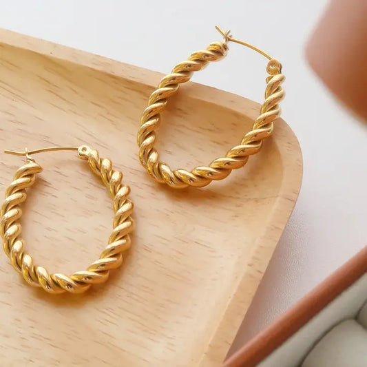 Brookw Braided Hoop Earrings - Yellow Gold