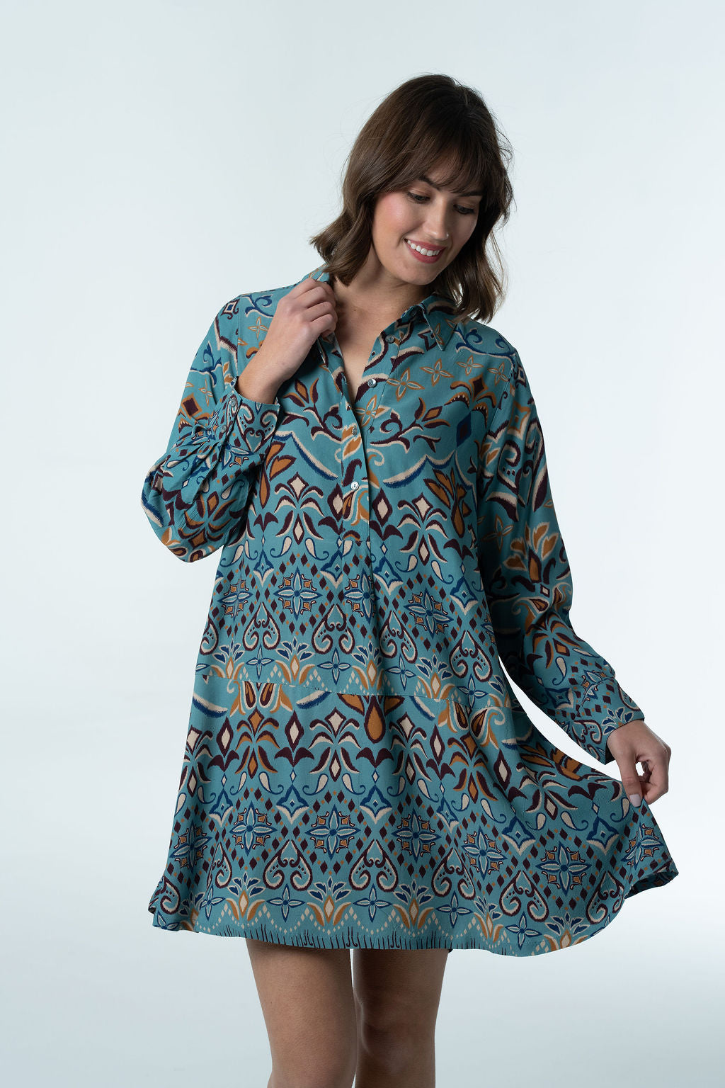 Margot Mini Dress - Dusty Teal