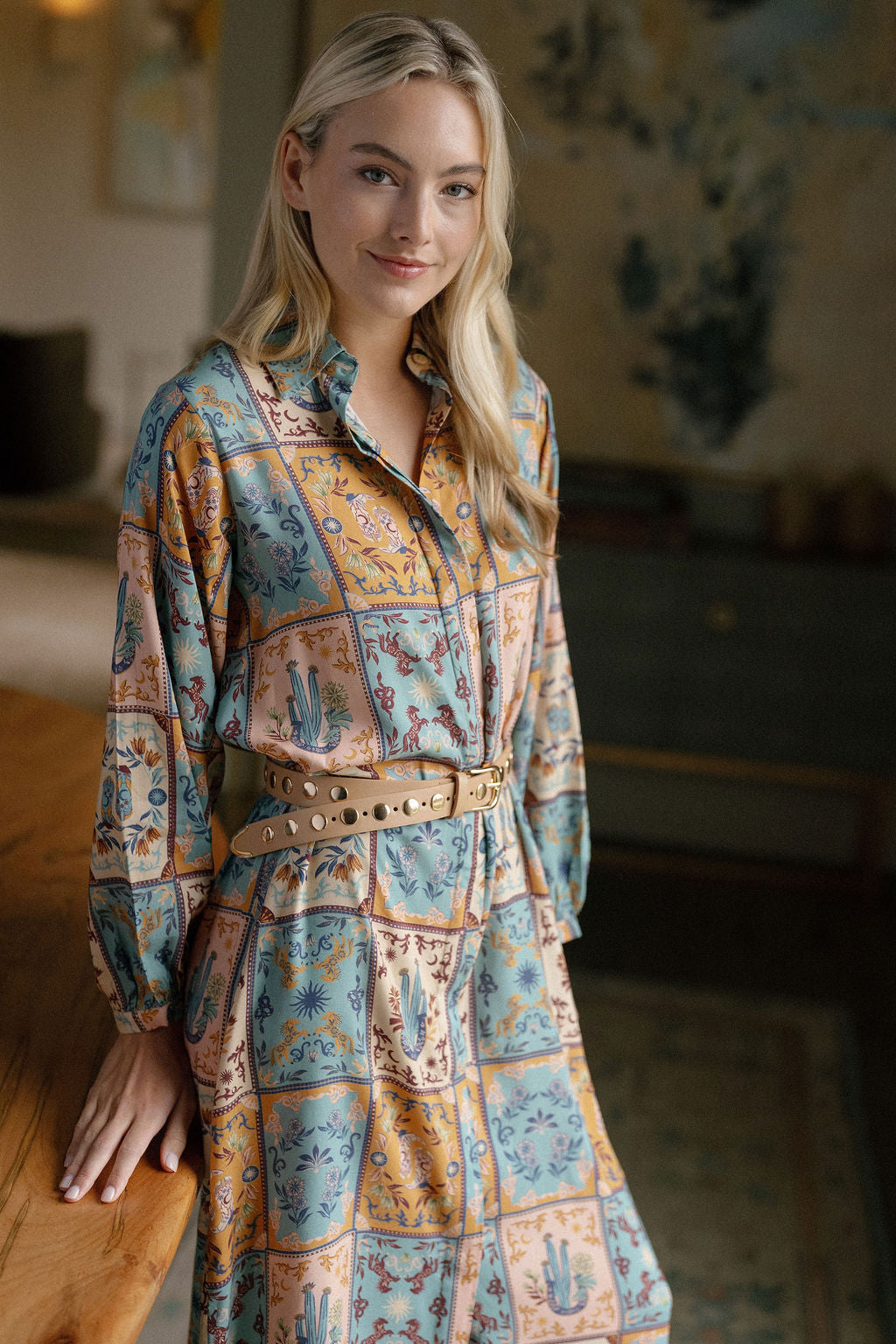 Sienna Midi Dress - Painted Tiles