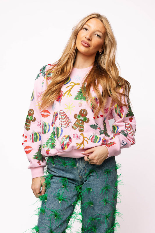 Light Pink Christmas Icons Sweatshirt