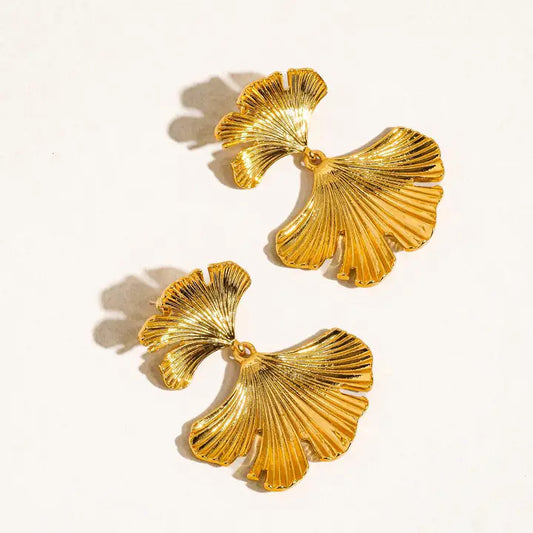 Léonie Dressy Floral Statement  Earrings - Yellow Gold