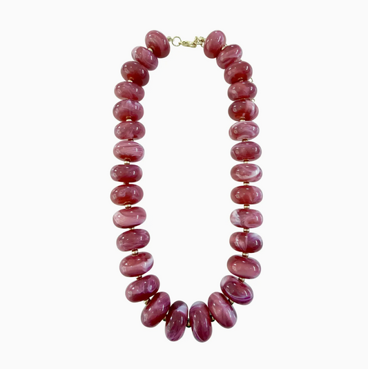Liberty Chunky Beaded Necklace- Rose