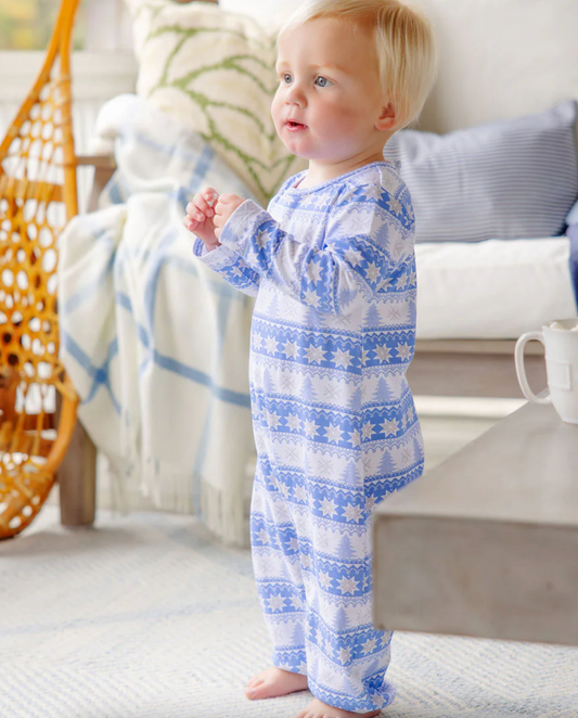 Patton Play Romper -  Blue Fairisle Flurries