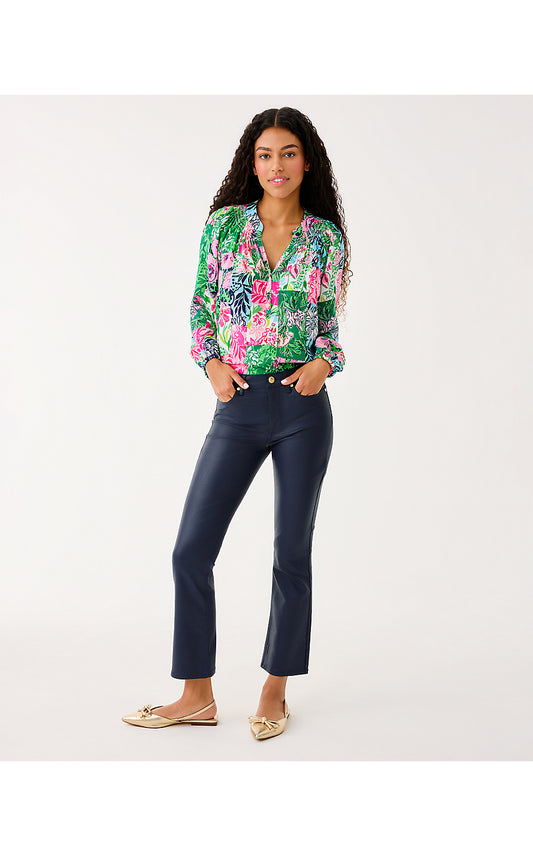 Liza Coated Crop Flare - Low Tide Navy