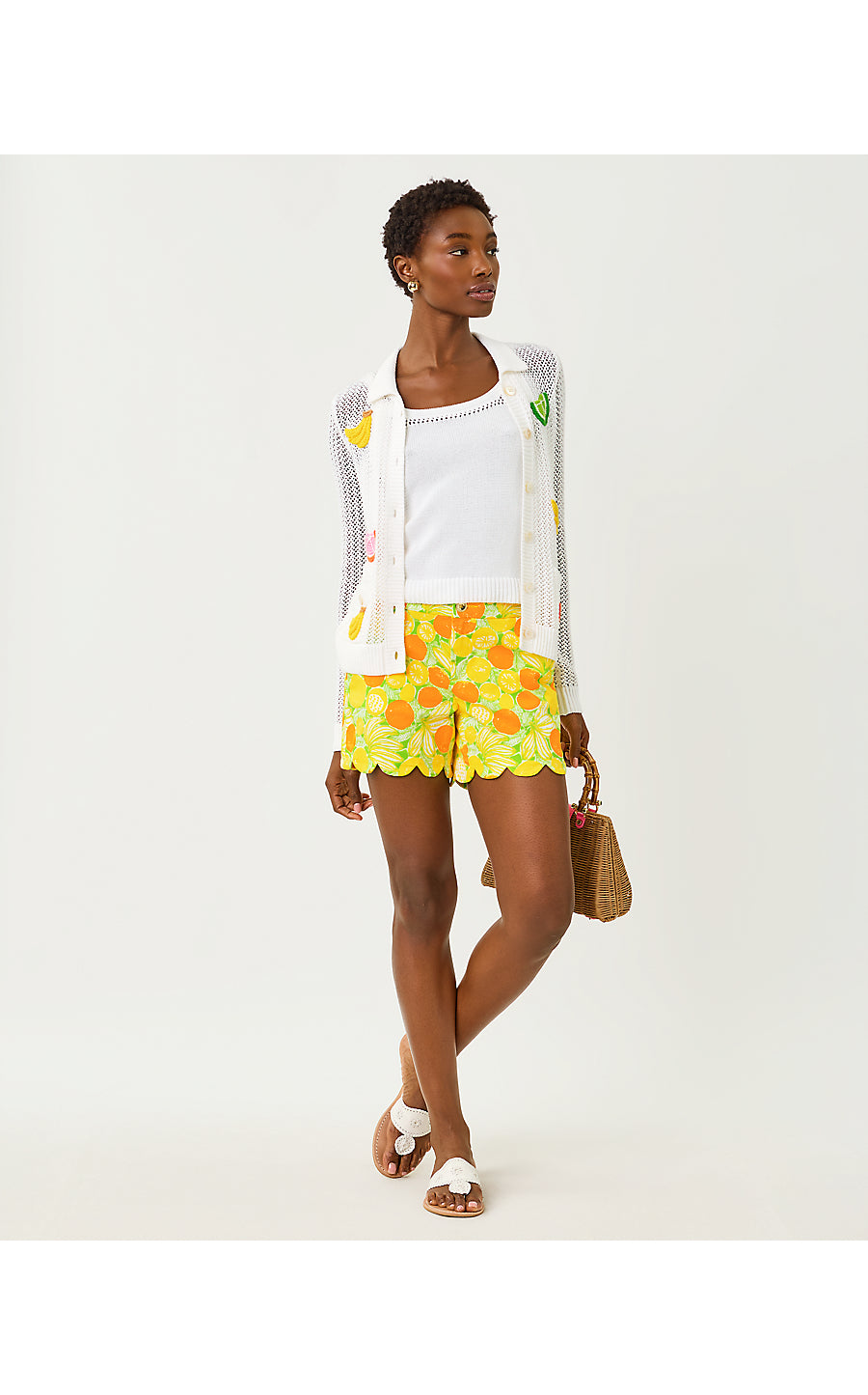 Buttercup Mid-Rise Shorts - Island Palm - Zesty
