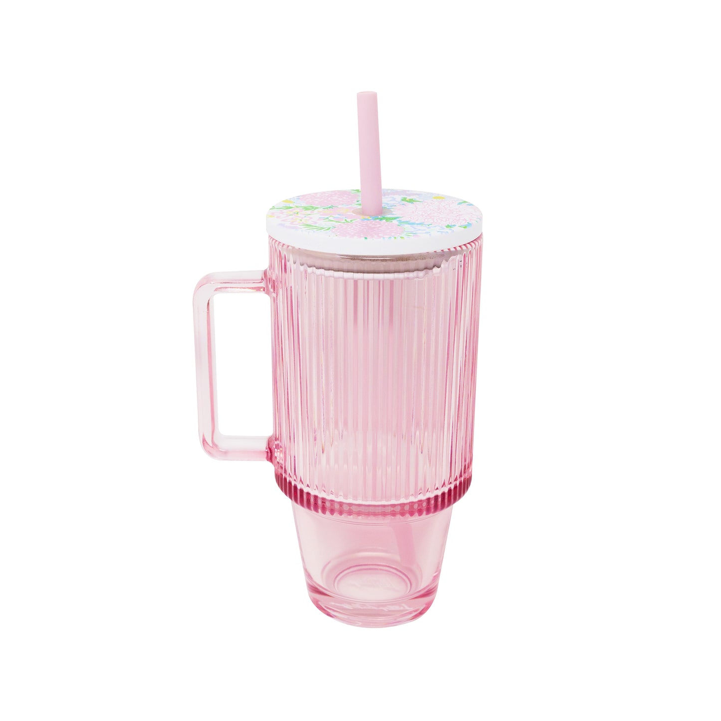 Glass Tumbler with Straw - Lilly Garden