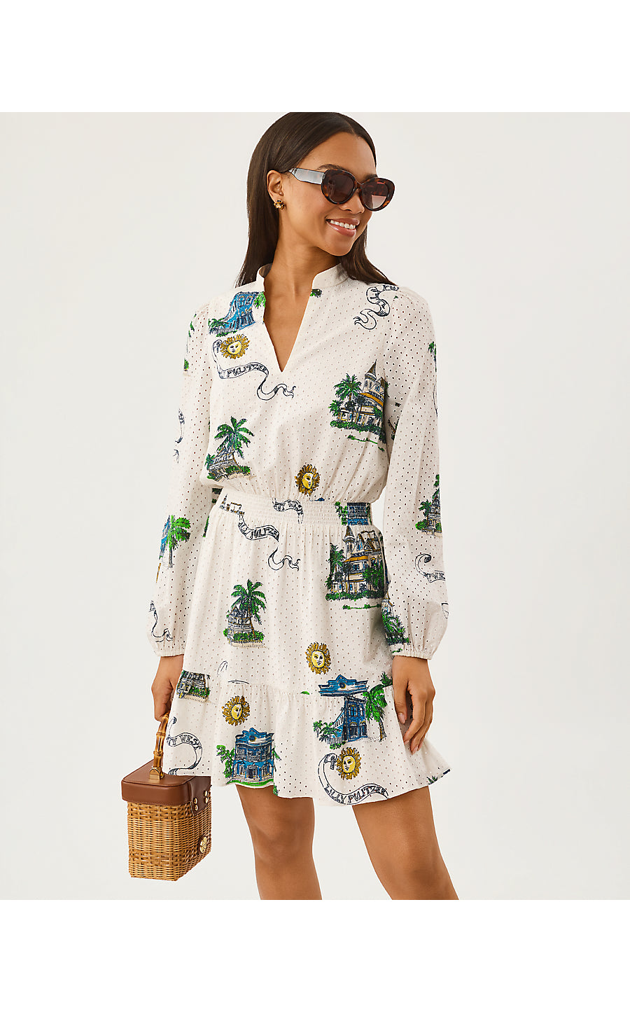 Axton Key Eyelet Dress - Key West Toile