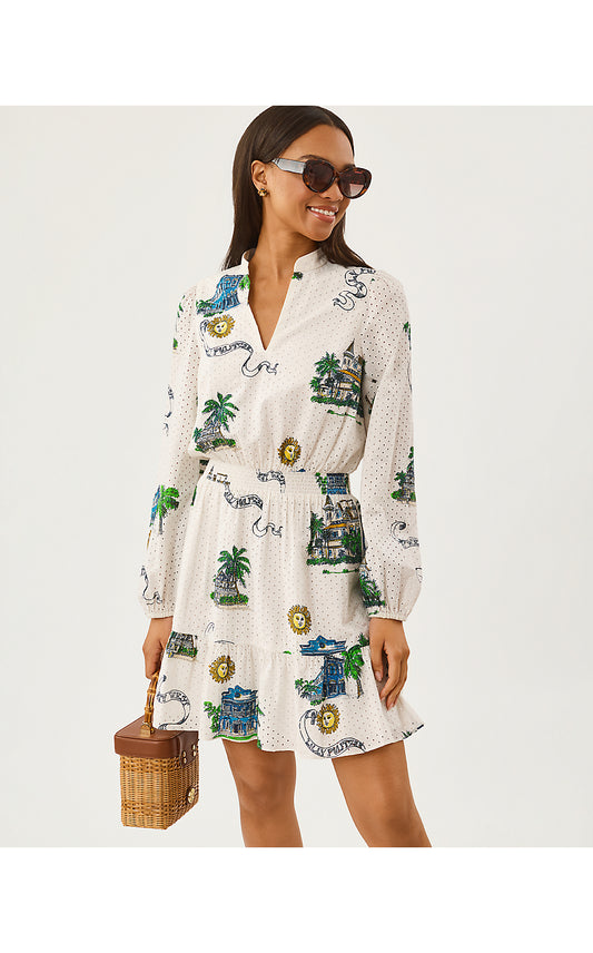 Axton Key Eyelet Dress - Key West Toile