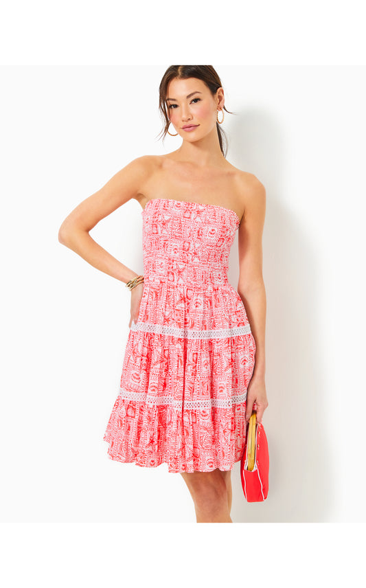 Kelvina Strapless Smocked Dress - Seaside Harbour