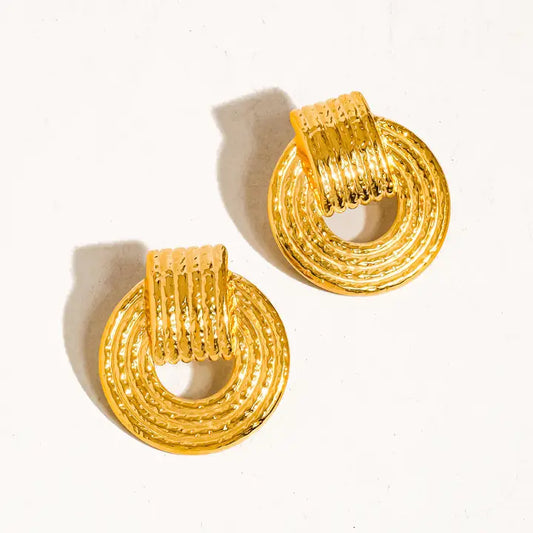 Candela Stripe Hoop Earrings - Yellow Gold