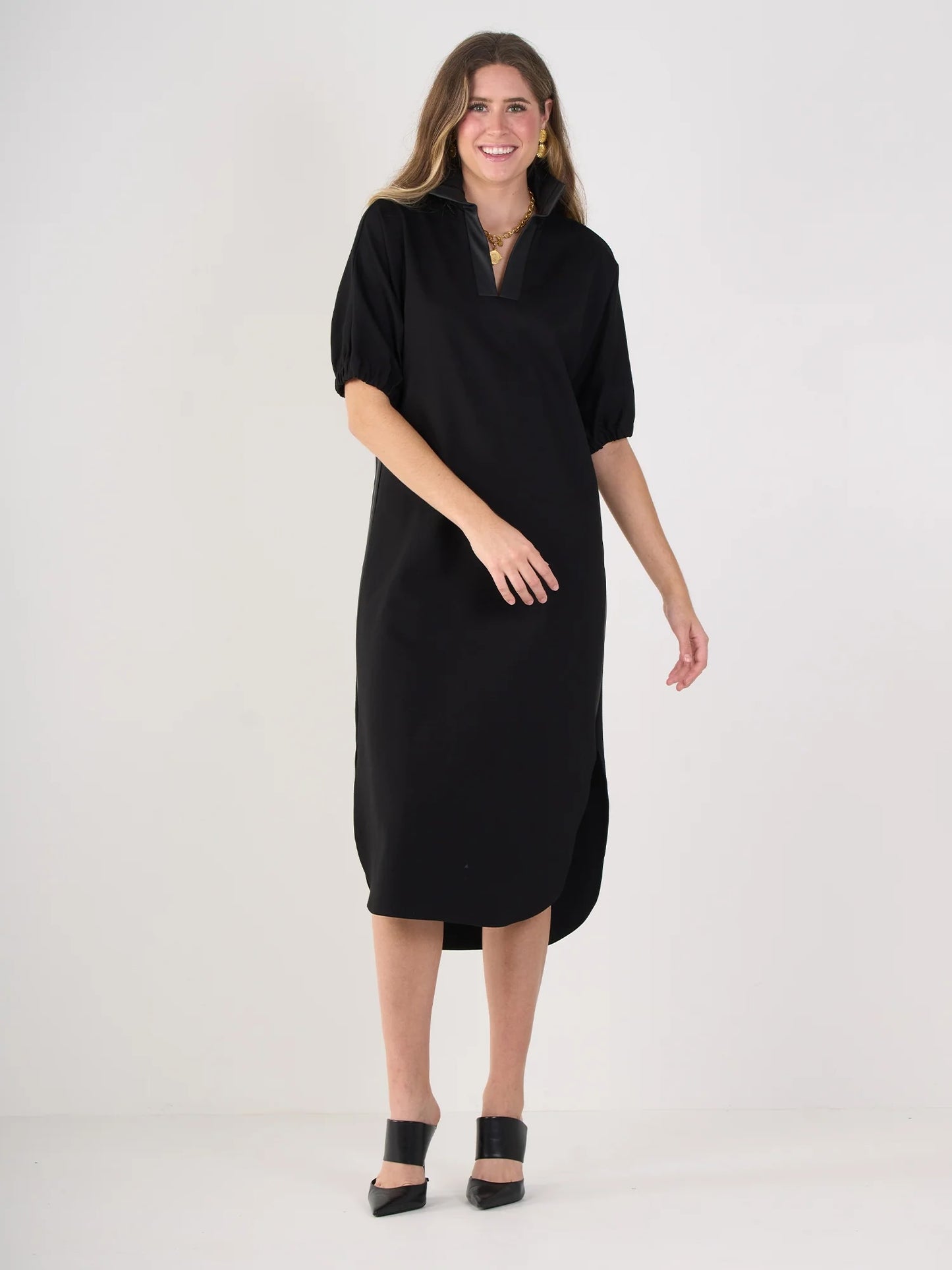Poppy Caftan - Black Ponte