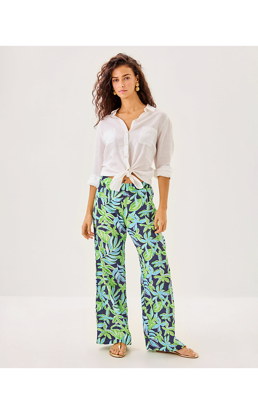 Daylen Linen Palazzo Pants - Tropical Tango