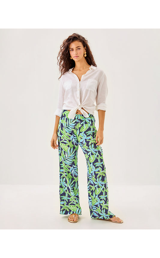Daylen Linen Palazzo Pants - Tropical Tango