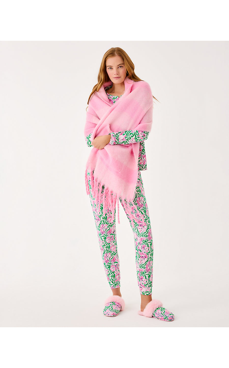 Camelia Fringe Wrap - Pink Quartz x Conch Shell Pink