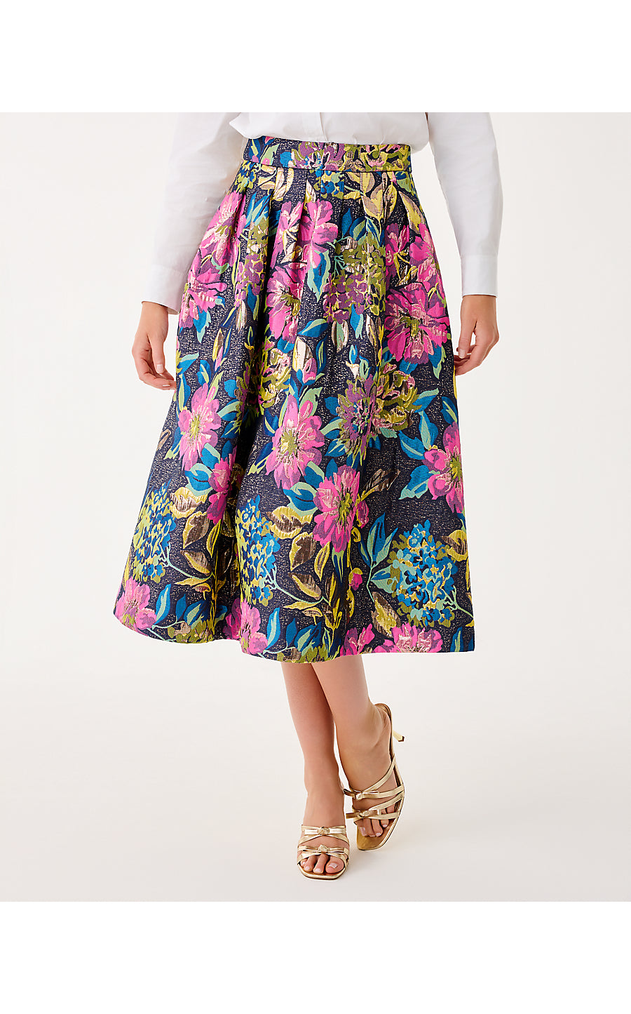 Elyce Midi Skirt - Canopy Blooms Floral Jacquard