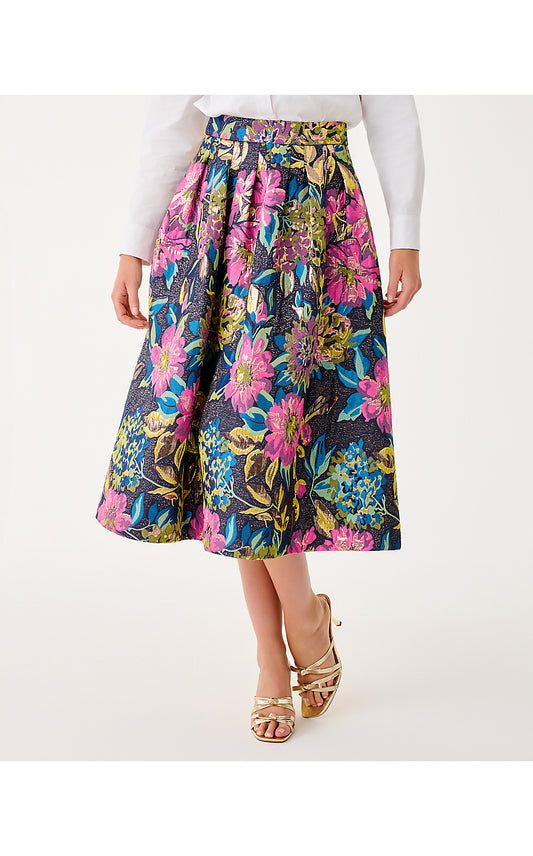Elyce Midi Skirt - Canopy Blooms Floral Jacquard