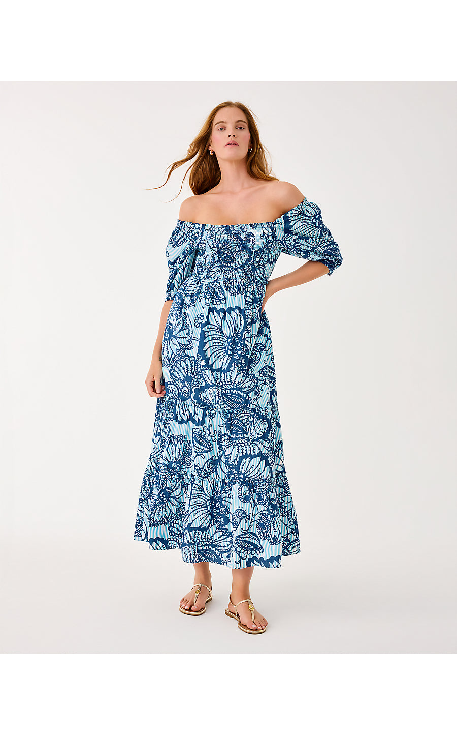Hadly Short Sleeve Maxi Dress - Proud as a Peacock