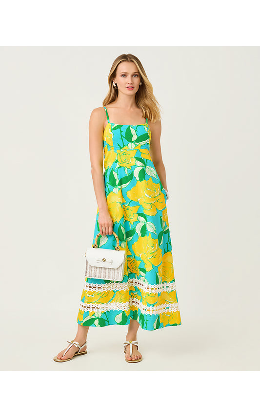 Haliey Midi Dress - Blue Curacao - Rose Bud