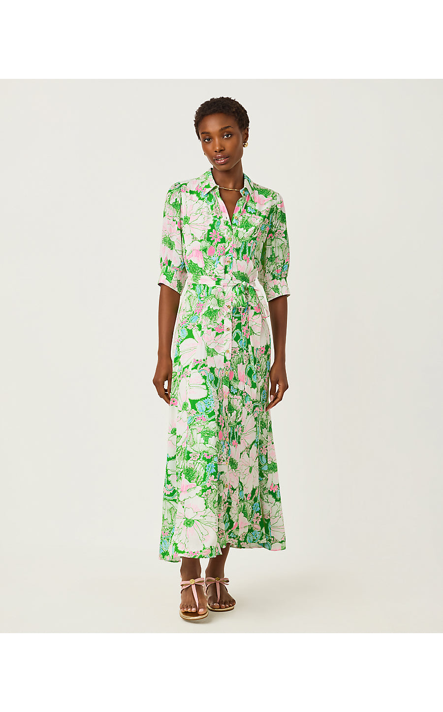 Larkyn Midi Shirtdress - Putting Green - Poppyland