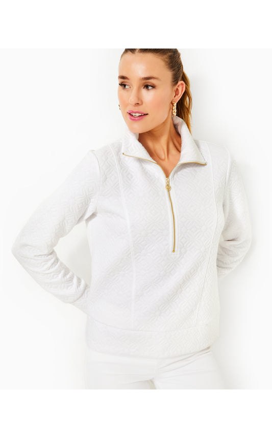 Eleni Pullover - Resort White Butterfly Quilted Knit